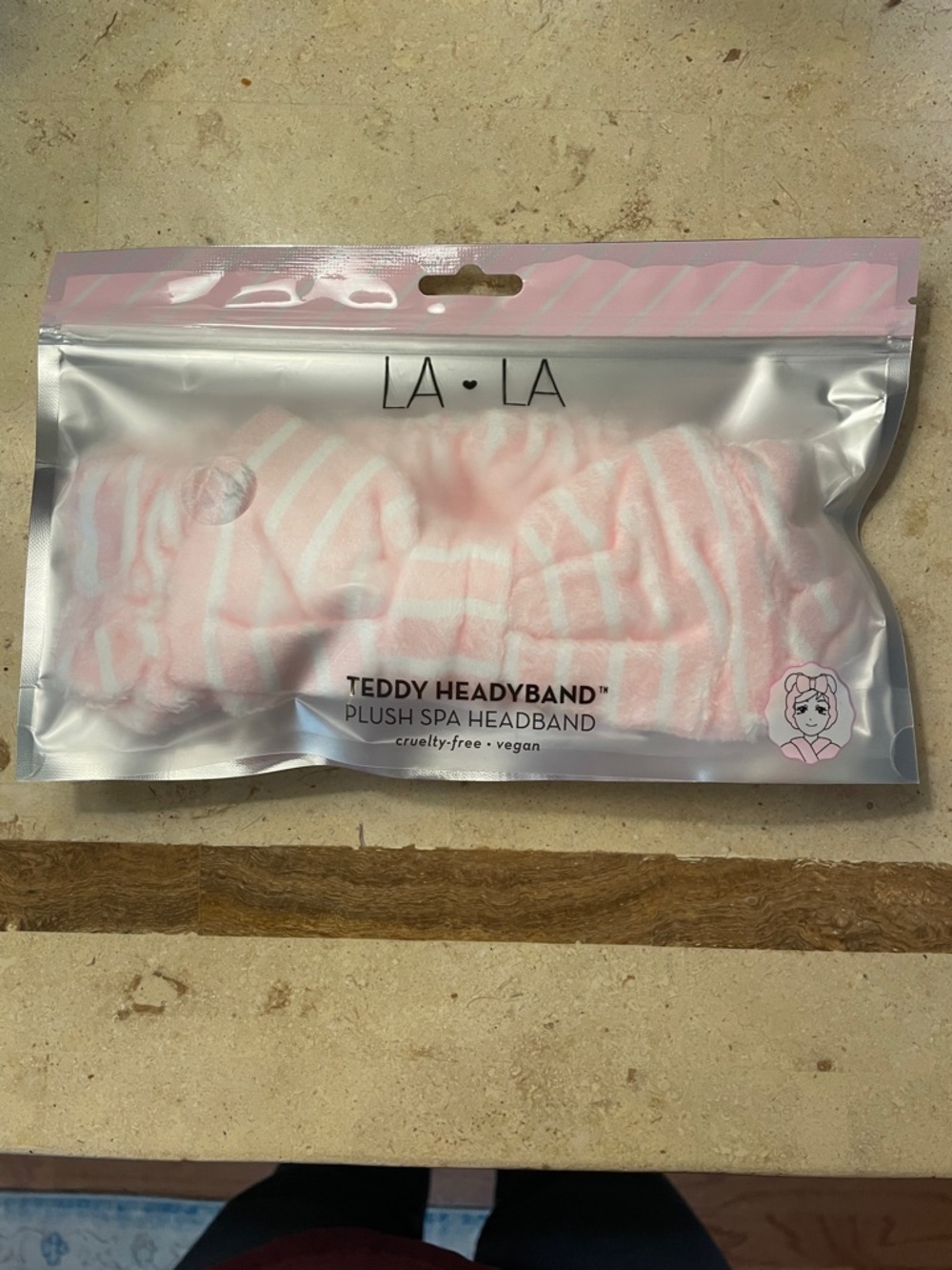 La❤️La Teddy Headyband plush Spa headband pink/white
